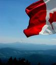 Even the Canadian flag waves from the patio terrace at the Timberline Lodge.